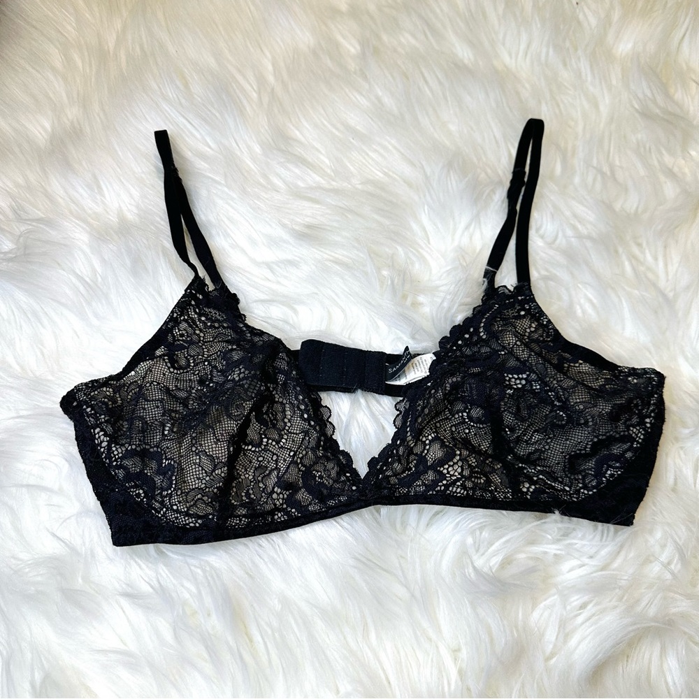Samantha Chang Black Lace Bra Sz L